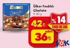 ÜLKER FINDIKLI ÇİKOLATA 60 G